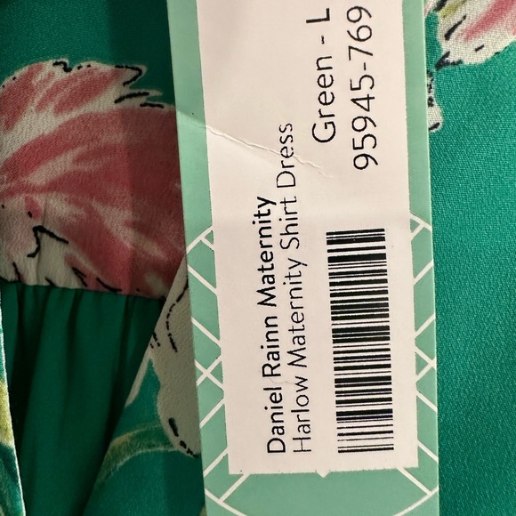 Daniel Rainn maternity Harlow  Floral Print Roll Tab Shirt Dress Sz L NWT - Picture 4 of 5